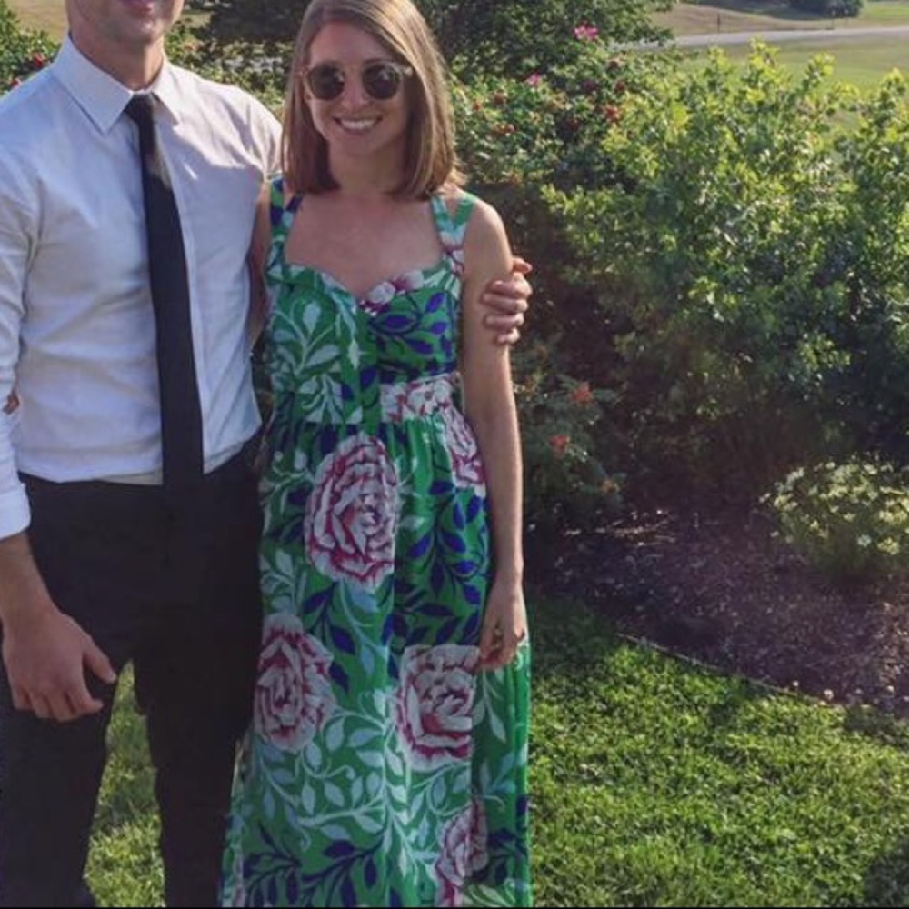 Midi length floral print silk Anthropologie dress